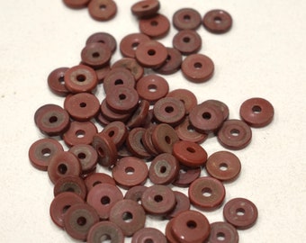 Beads African Rust Round Flat Glass Beads 8-10mm