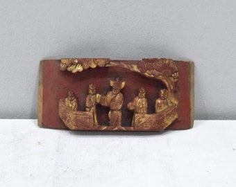 Chinese Panel Carved Wood Natural Landscape