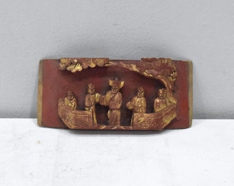 Chinese Panel Carved Wood Natural Landscape