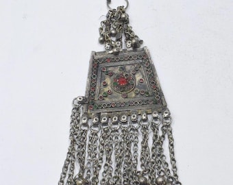 Middle Eastern Silver Kuchi Glass Pendant