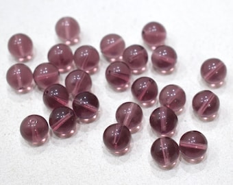 Czech Purple Glass Round Beads