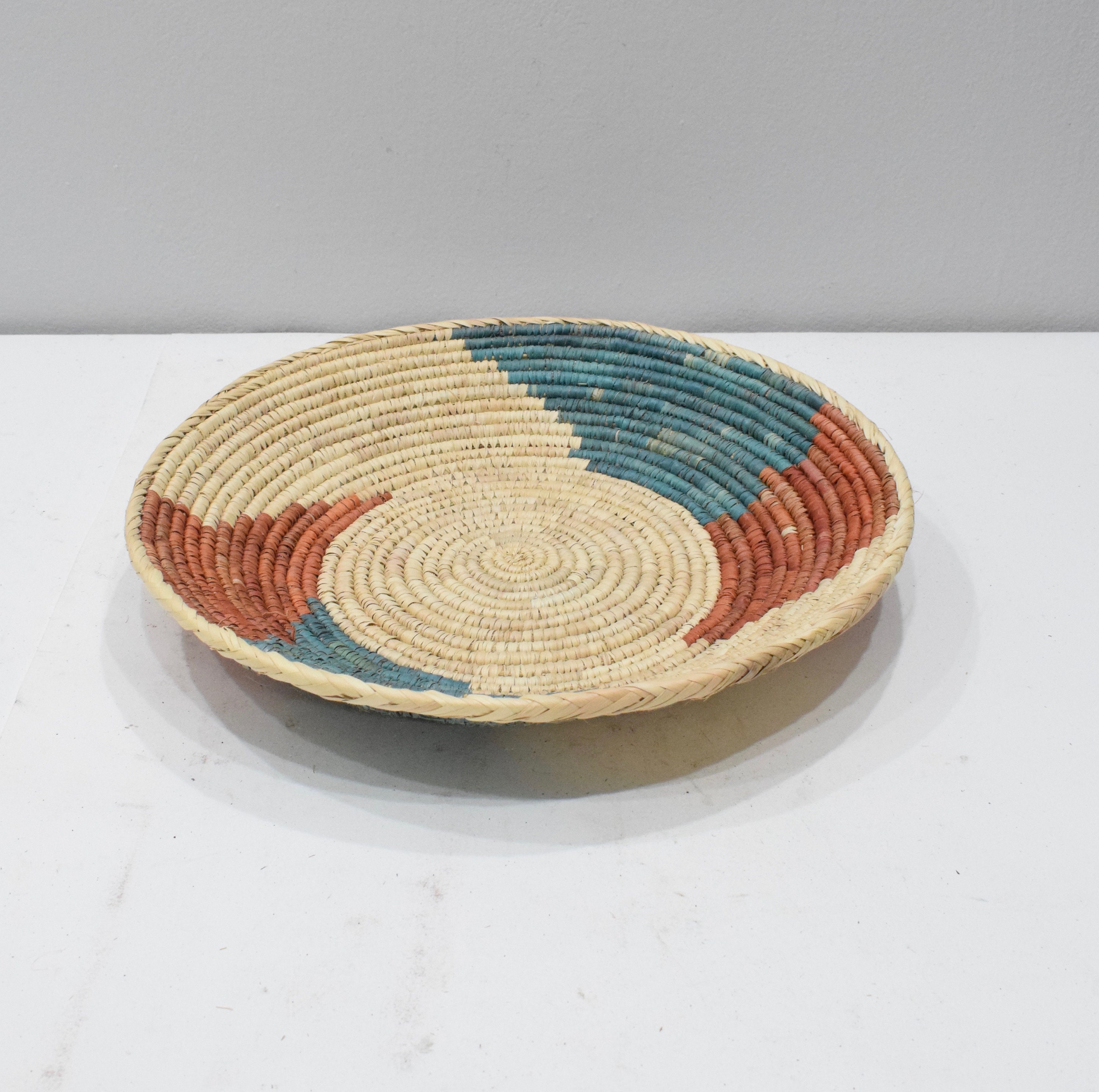 African Basket Botswana Natural Colors South Africa Woven Palm Food Basket