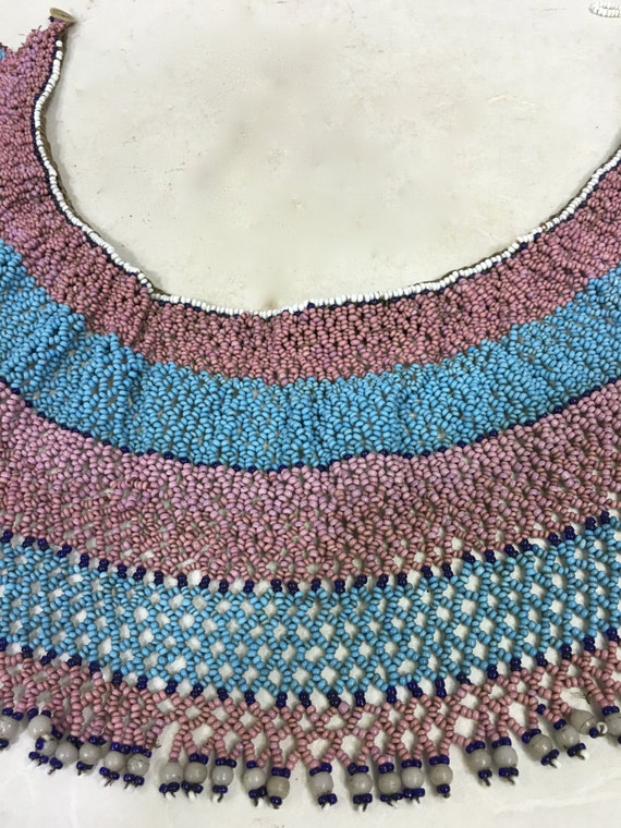 African Collar Xhosa Tribe Beaded Pink Blue Purit… - image 3