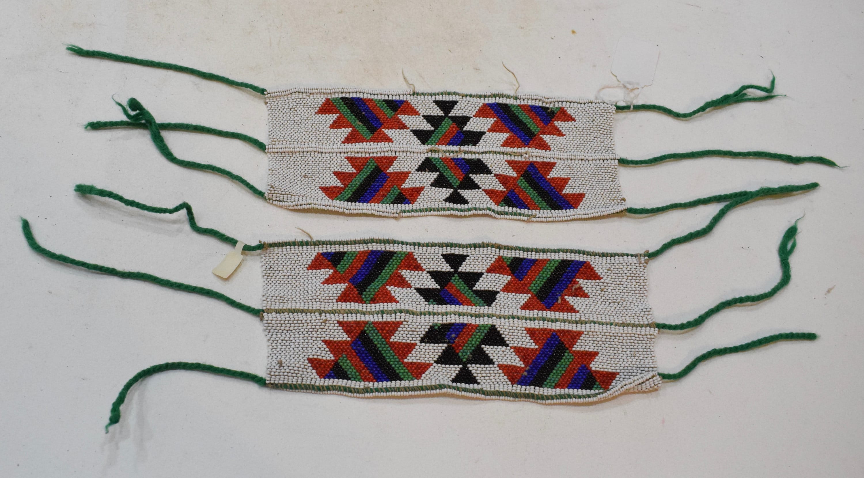 African Zulu Beaded Pair Anklets South Africa Dance Ceremonial Beaded