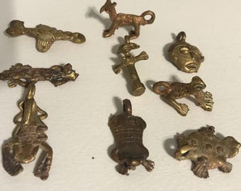 African Bronze Charms Cast Animals Ghana Charms