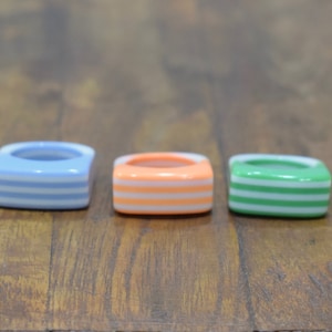Rings Assorted Colorful Vintage Stripped Lucite Rings