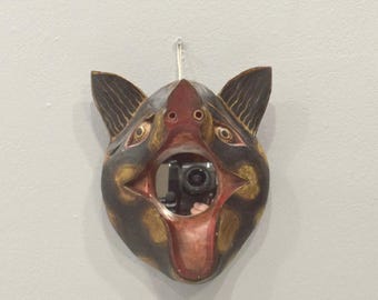 Indonesian Pig Folk Art Wall Mirror