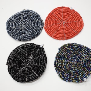 Coasters Indonesian Assorted Color Round Wire Beaded Coasters 5&quot;