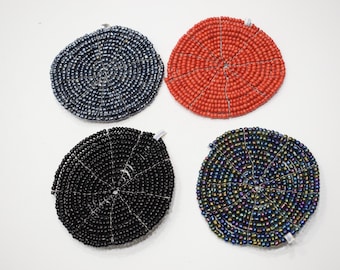 Coasters Indonesian Assorted Color Round Wire Beaded Coasters 5"