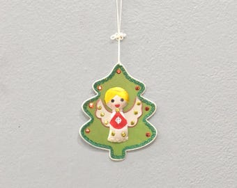 Silk Embroidered Angel Christmas Ornament