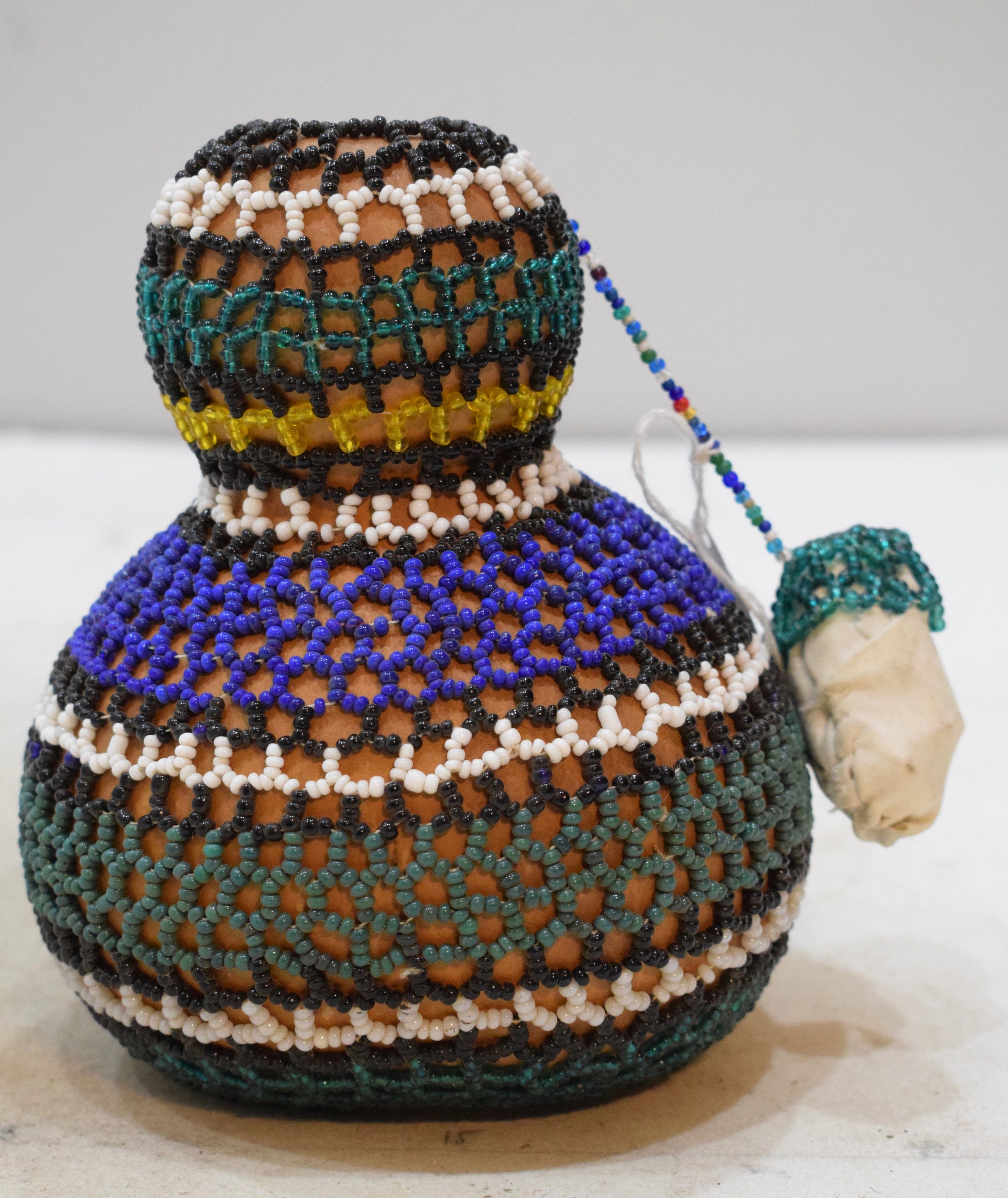 African Zulu Beaded Snuff Gourd South Africa Handmade Beaded Gourd