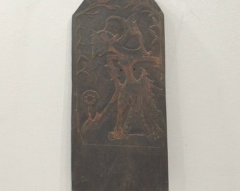 Indonesian Wood Carved Temple Plaque