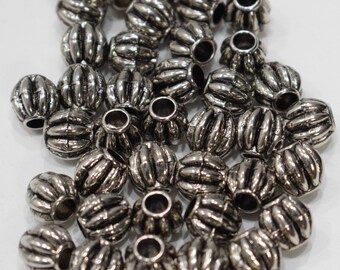 Beads Silver Grooved Round Beads  10mm
