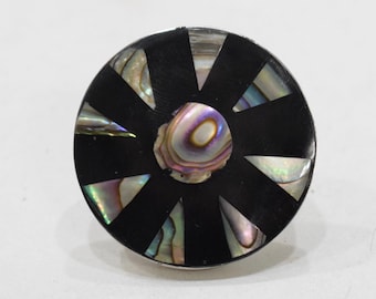 Ring Inlaid Mother of Pearl Silver Adjustable Ring Indonesia