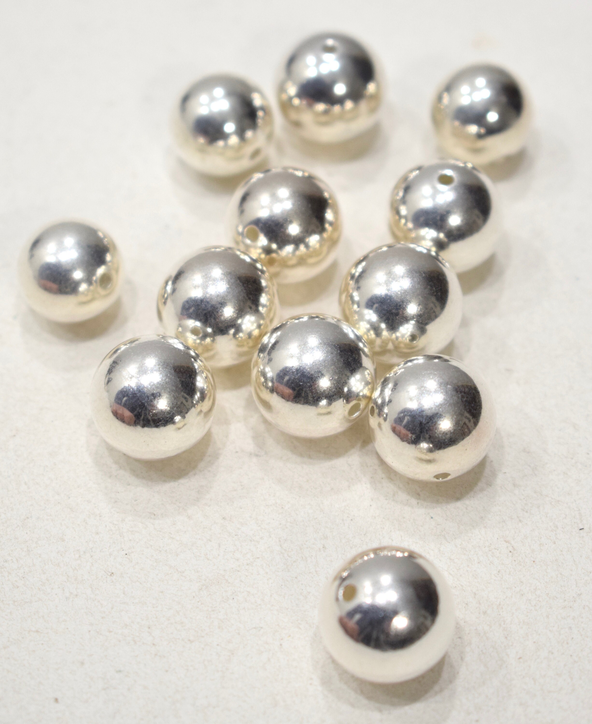Beads Bright Silver Round Beads 16mm