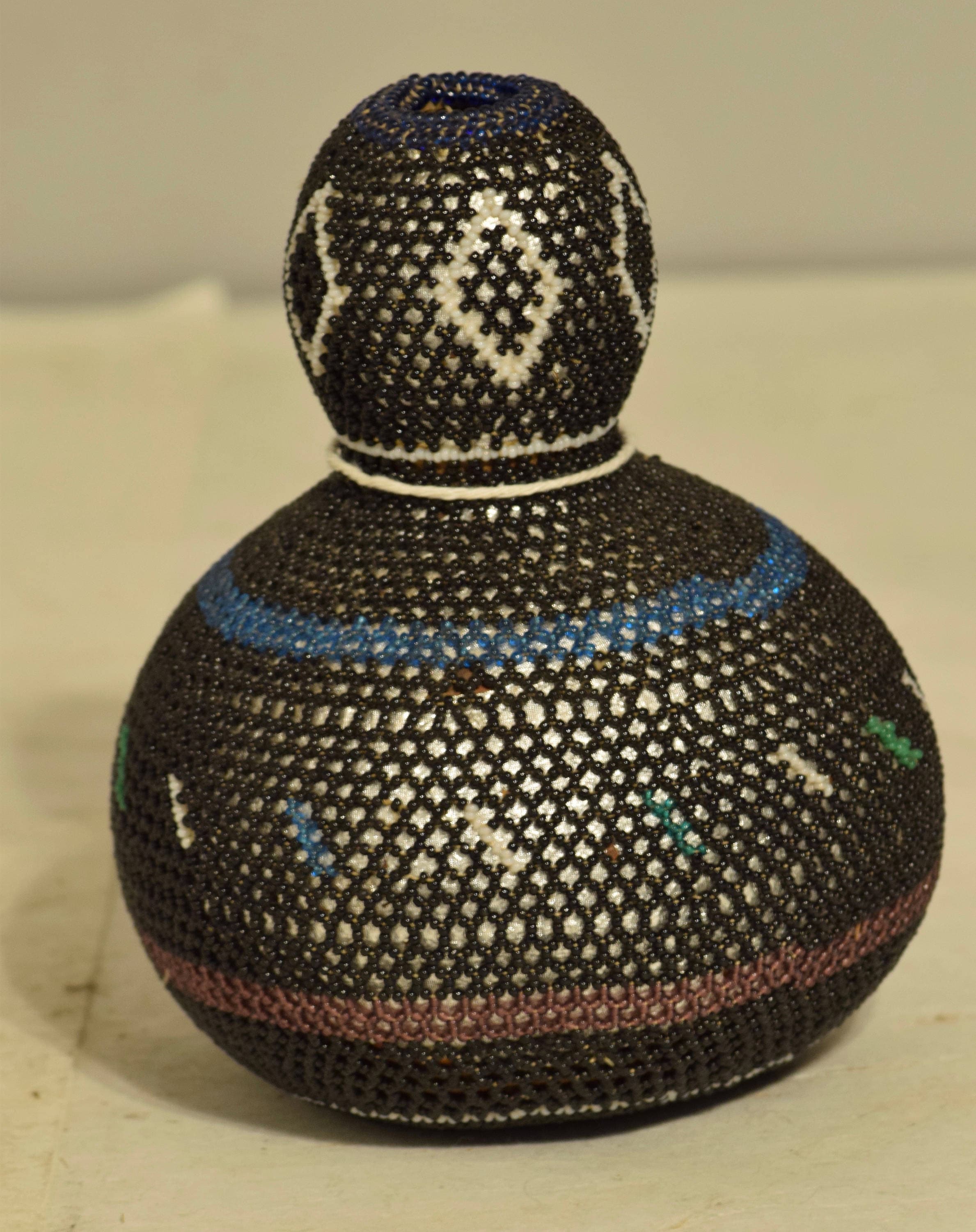 African Endeble Beaded Lidded Gourd South Africa