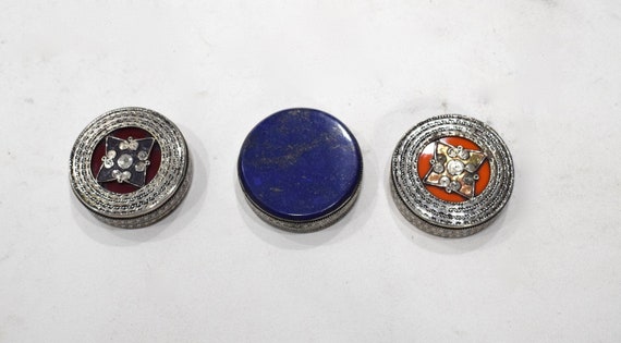 Silver Middle Eastern Circular Box Container - image 1