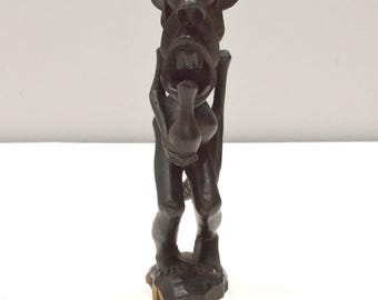 African Ebony Shetani Fetish Statue Makonde Tribe Tanzania