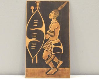 African Zulu Tribe Pyro Etched Art RSA