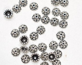 Chinese SilverFlower Dome Beads