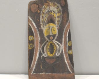 Papua New Guinea Mens Hut Wood Bark Painting