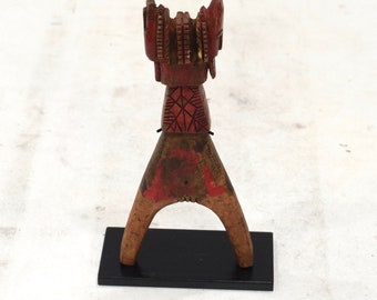 African Slingshot Baule Tribe Carved Wood Figure Ivory Coast