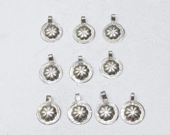 Middle Eastern Stamped Silver Flower Pendants
