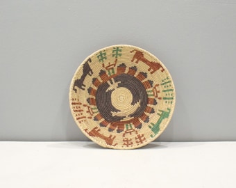 African Basket Botswana Natural Colors South Africa Woven Palm Food Basket