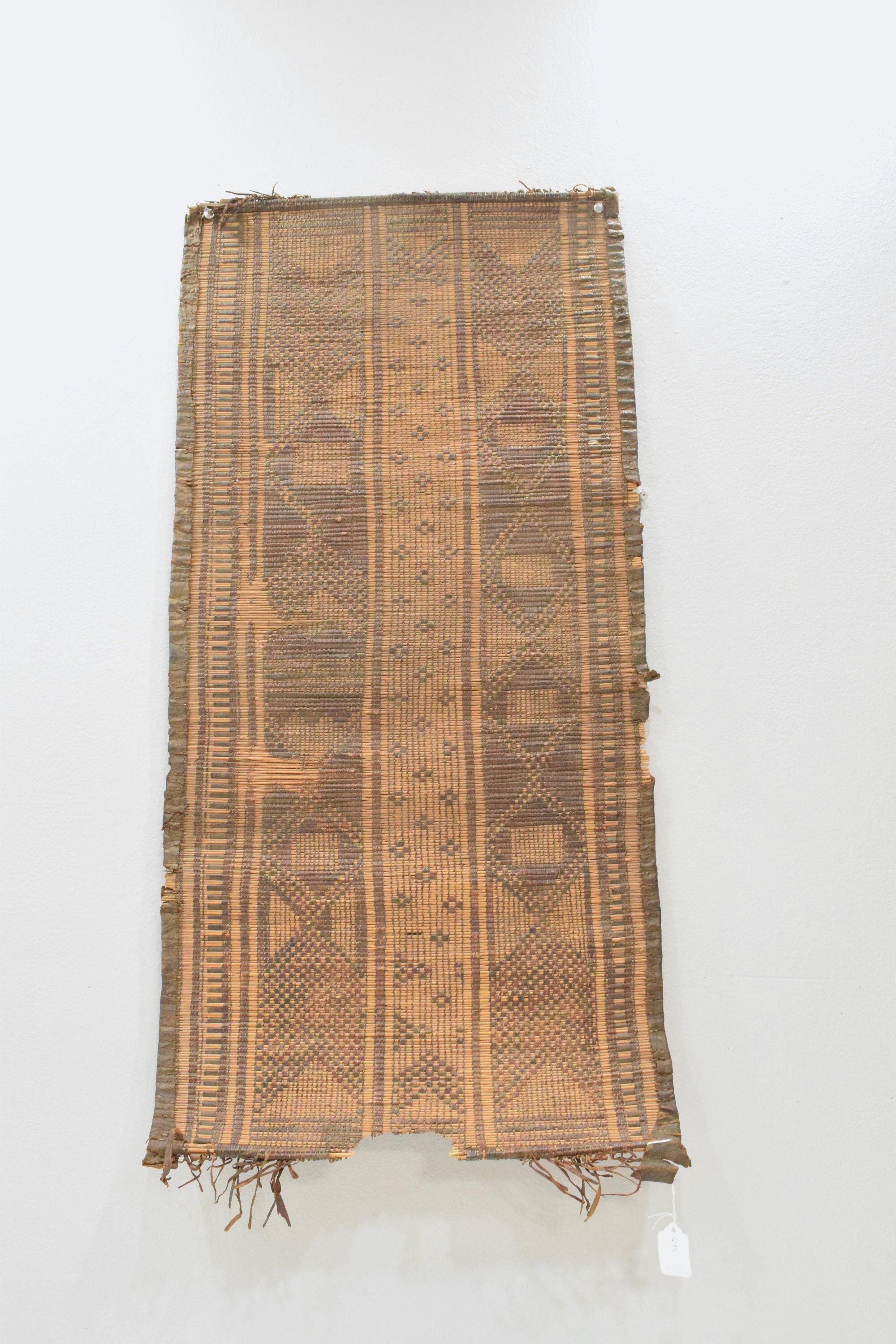 African Tuareg Woven Straw Leather Tribal Tuareg Mat Mali