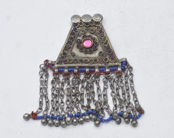 Middle Eastern Silver Kuchi Glass Pendant