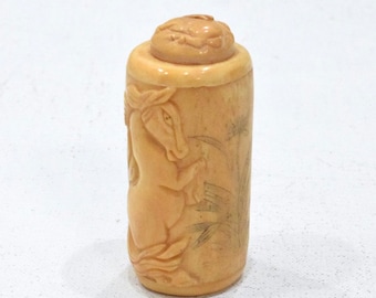 Chinese Carved Horse Snuff Bottle