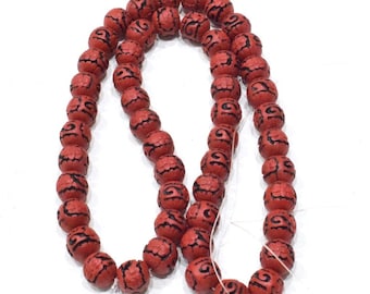 Beads Chinese Round Red Black Cinnabar Bead Strand