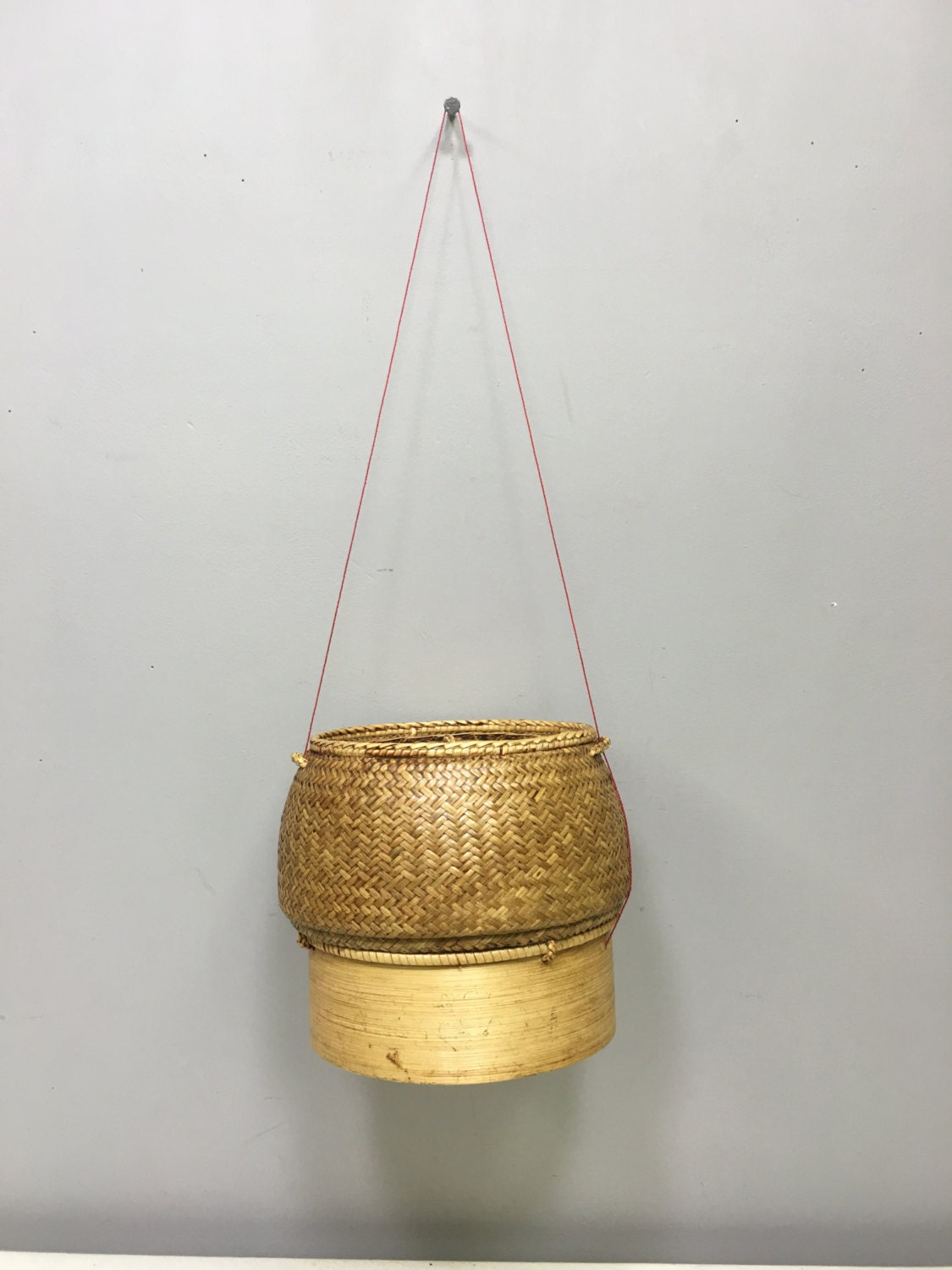 Basket Stickly Rice Bamboo Wood Basket Laos Handmade Sticky Rice Basket