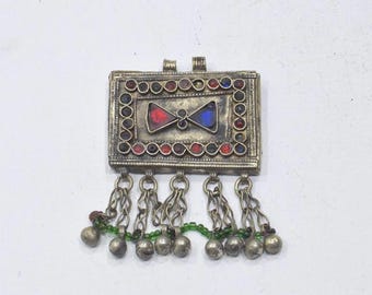 Middle Eastern Silver Kuchi Glass Pendant