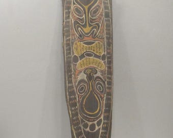 Papua New Guinea Mens Hut Wood Bark Painting