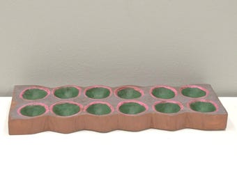 African Mancala Carved Wood Colorful Game board