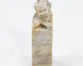 Chinese Carved Soapstone Chow Dog Seal Chop