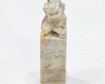 Chinese Carved Soapstone Chow Dog Seal