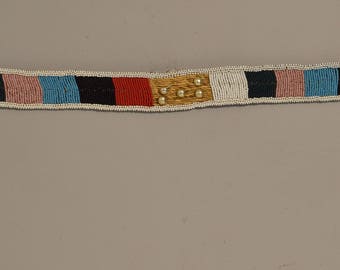 African Zulu Old Belt Woven Grass Beaded Brass Studded Identify Zulu Womens Belt