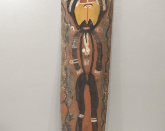 Papua New Guinea Mens Hut Wood Bark Painting