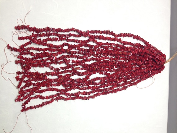 Beads Red Coral Chip Strand 16' Dyed China Strand Handmade