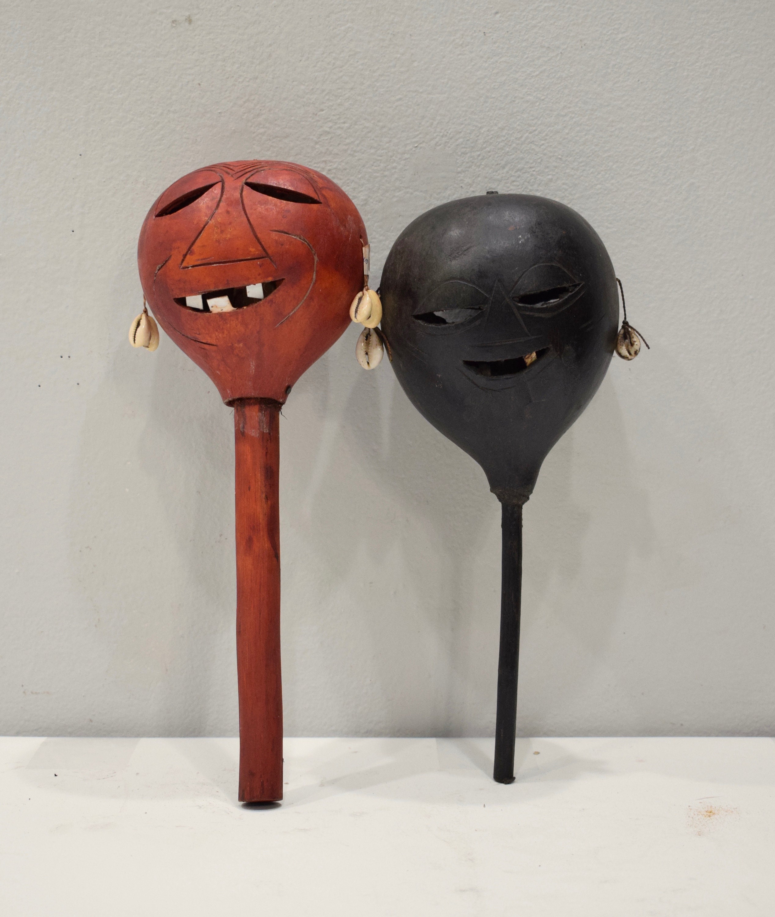 African Gourd Shaker Rattle Cowrie Shell Kenya Figure Gourd Rattle