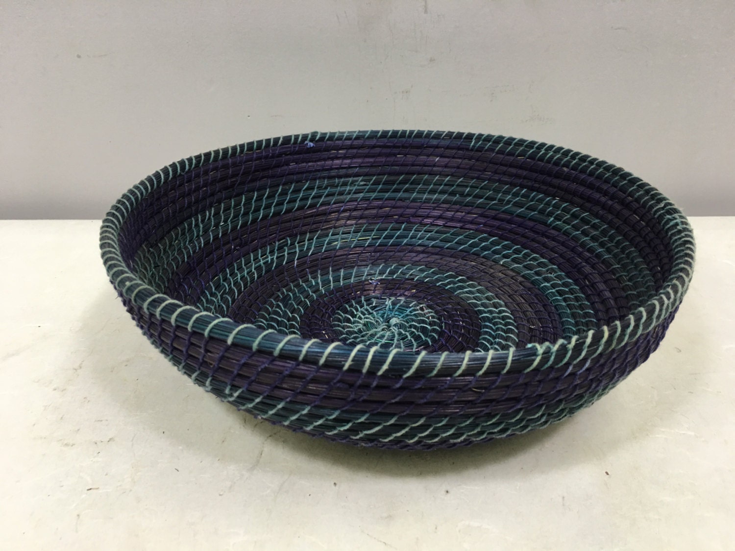 Basket African Lesotho Blue Purple Woven South Africa Handmade Hand