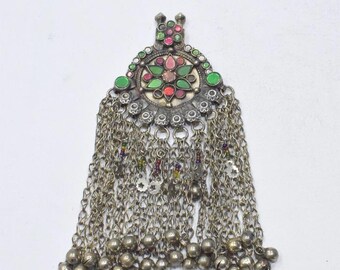 Middle Eastern Silver Kuchi Glass Pendant