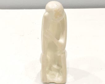 African Soapstone Carved Thinker Sculpture Kenya 8.5 Tall