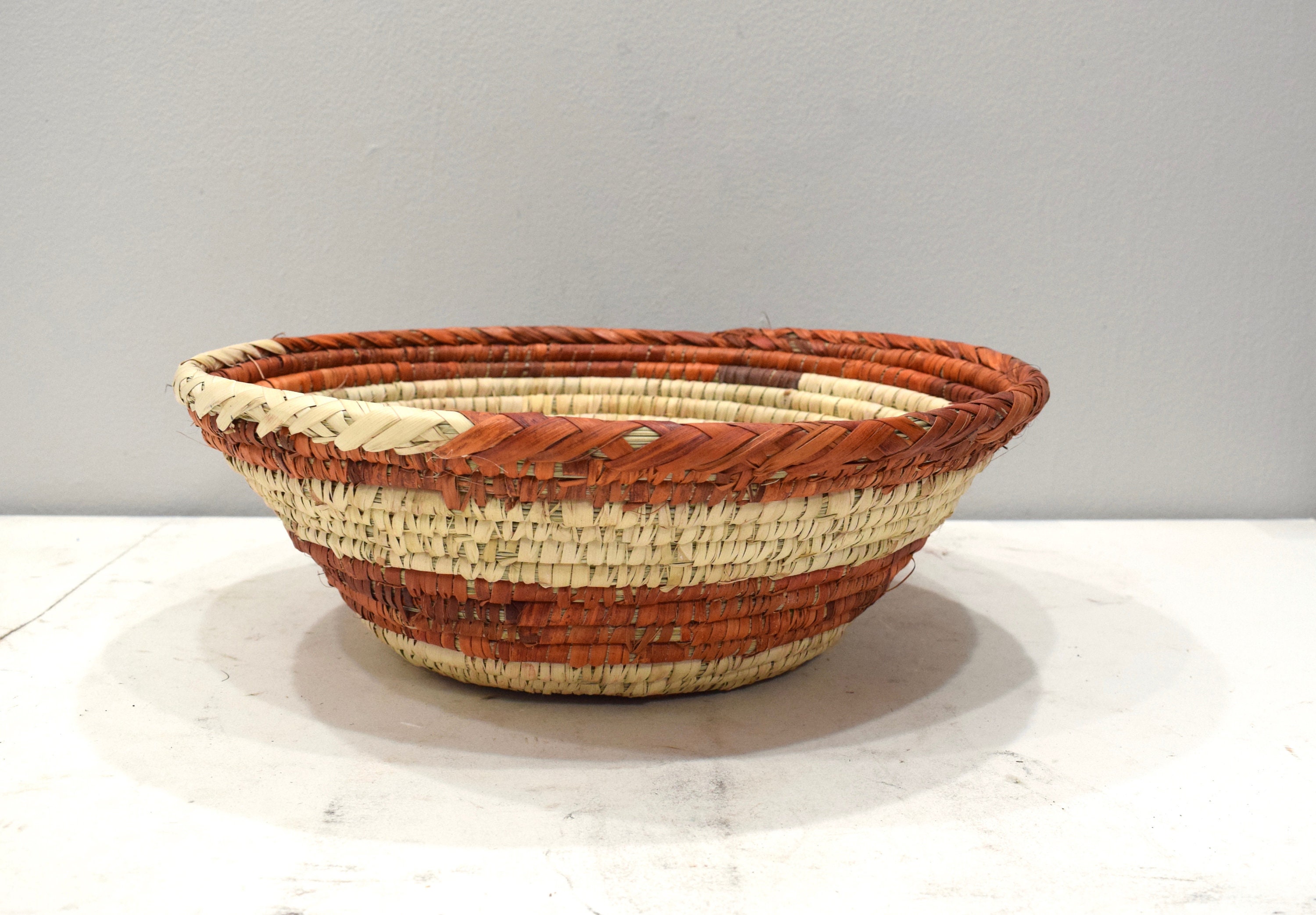 African Basket Botswana Natural Colors South Africa Woven Palm Food Basket