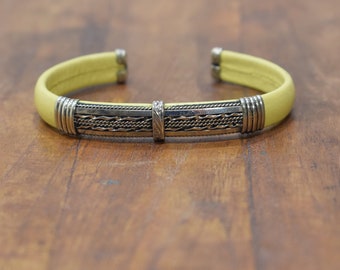 Bracelet Plated Silver Yellow Band Cuff Bracelet