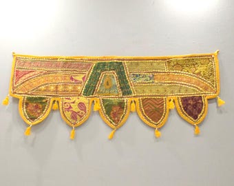 India Toran Handmade Embroidered Mirror Doorway Fabric Cover