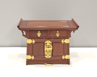 Chinese Rosewood Brass Jewelry Box