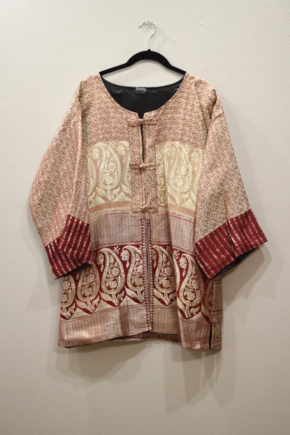 Jacket Silk Beige Red Brocade Jacket